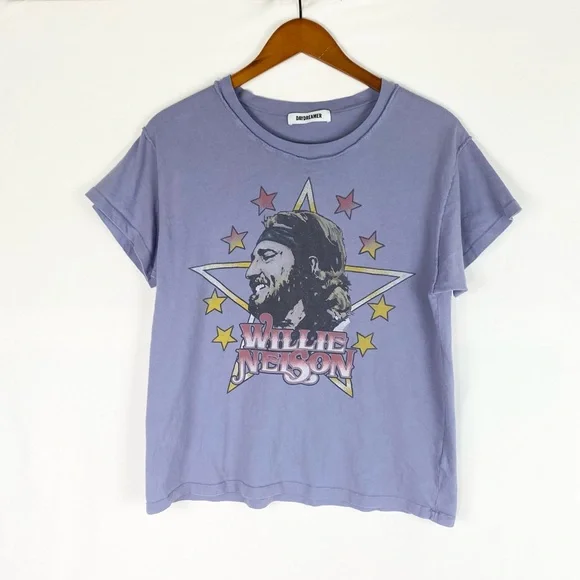 Daydreamer Willie Nelson In Stars Reverse Girlfriend Tee Size Large Short Sleeve - Picture 1 of 5